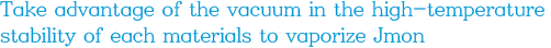 고온 안정성이 높은 소재를 활용하여 진공중에서 각 소재를 기화시키는 제이몬